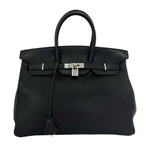 HERMES Birkin 35 Togo Leather Genuine Handbag Tote Bag Black 347-1